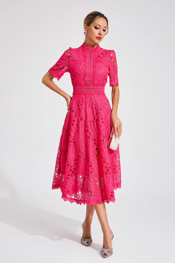 Chic Lace Midi Dress for Weddings & Events